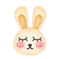 a cartoon bunny face with eyes closed on a transparent background png