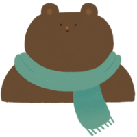 A grizzly bear wearing scarf png