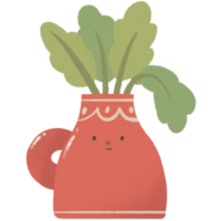 coloré vase avec feuilles png