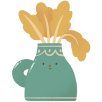 coloré vase avec feuilles png