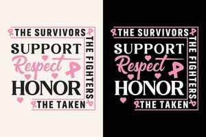 Breast Cancer Quote EPS, Support Respect Honor EPS Design vector