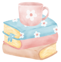 Cute Pastel Stack of Books Watercolor Painting. Creative Education and Learning Illustrations png