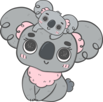 Sweet Mother's Day Koala Hug . Adorable Cartoon Hand Drawing Illustrating Love and Affection Between Mother and Baby Koala png