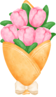 vibrante ramalhete do tulipa flores dentro uma delicioso pastel aguarela mão desenhando png