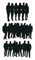 Crowd silhouette image, group of hugging people. The concept of hugs of relatives, warm meeting vector