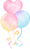 Vibrant Pastel Balloons  Bouquet with Strings Watercolor png
