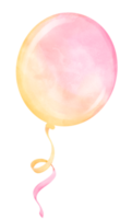 levendig speels helling pastel ovaal ronde vorm ballon met lint waterverf hand- schilderij png