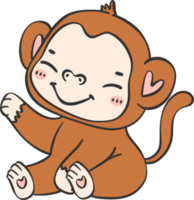 bébé content innocence singe dessin animé animal. de bonne humeur et mignonne faune personnage png