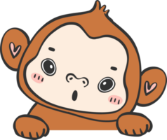 Baby happy innocence Monkey Cartoon Animal. Cheerful and Cute Wildlife Character png