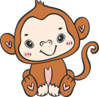 bébé content innocence singe dessin animé animal. de bonne humeur et mignonne faune personnage png