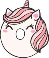 cute unicorn doodle number 0 zero is a pink kawaii cartoon illustration with a unicorn head that is perfect for kids. png
