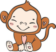 bébé content innocence singe dessin animé animal. de bonne humeur et mignonne faune personnage png