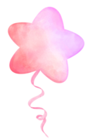 levendig speels helling pastel ster vorm ballon met lint waterverf hand- schilderij png
