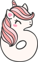 mignonne Licorne griffonnage nombre 6, six est une rose kawaii dessin animé illustration avec une Licorne tête cette est parfait pour enfants. png