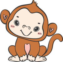 bébé content innocence singe dessin animé animal. de bonne humeur et mignonne faune personnage png