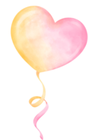 vibrant espiègle pente pastel cœur forme ballon avec ruban aquarelle main La peinture png