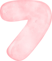 cute sweet Pink Watercolor Number 7, seven.  joyful Nursery Art. png