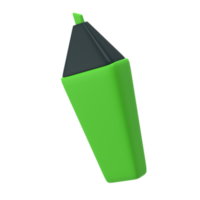 3d verde marcador marcador ícone para escola escritório. papelaria importante mensagem símbolo ilustração Renderização editável isolado com transparente png