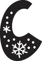 Display Christmas winter vector font letter C alphabet. Capital scandinavian letter typeface abc element for social media, web design, poster, banner, greeting card