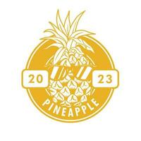 pineapple logo design with eyeglasses vector