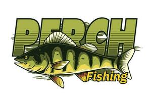 perch fishing logo design illustration vector