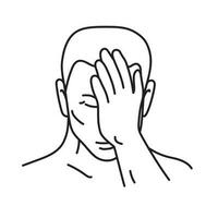 Facepalm with Man Placing Hand Across Face Mono Line Art vector