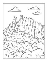 Cevennes National Park in Southern France Mono Line Art vector