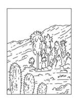 Papa Noel rosa y san jacinto montañas nacional Monumento en California mono línea Arte vector
