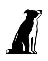 Border Collie Dog Sitting Looking Up Side Retro Woodcut Style vector