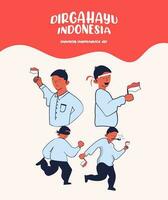 Indonesia independencia día vector ilustración conjunto