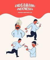 Indonesia independence day vector illustration set