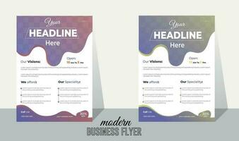 Clean and simple corporate modern multipurpose wavy gradient shape  vector creative curvy a4 business flyer design templet, Advertisement colourful creative social promotion flyer set.