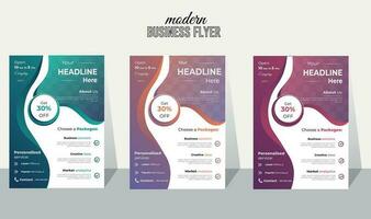 Clean and simple corporate modern multipurpose wavy gradient shape  vector creative curvy a4 business flyer design templet, Advertisement colourful creative social promotion flyer set.