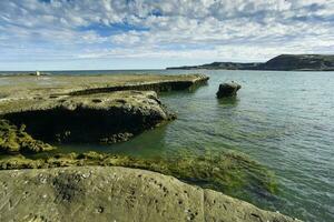 Coastal landscape with cliffs in Peninsula Valdes, World Heritage Site, Patagonia Argentina photo