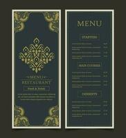 Luxury Menu Layout with Ornamental Elements vector