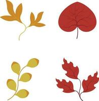 Autumn leaves set, isolated on white background. simple cartoon flat style, vector illustration.