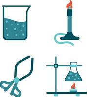 Science Laboratory Equipment. Test tube, microscope, atom and molecule symbol.Vector illustration vector