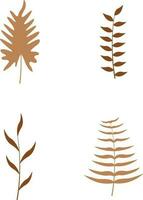 Boho Leaves, branches, twigs. Collection of botanical home wall art decor boho elements isolated on white background. Leaves design bundle vector