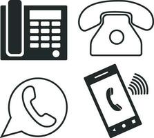 Simple Phone Icon. Phone vector icon. Flat telephone set and mobile phone symbols collection