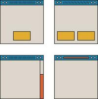 Retro Ui Window. Cute nostalgic computer ui, vintage aesthetic icons and windows vector set. 90s digital interface, retro window computer illustration