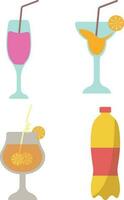 Fresco beber. espumoso bebidas diseño con linda garabatear decoración. Fruta refrescos y suave bebidas en lentes. vector ilustración.