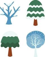 Winter Snow Tree. Colorful vector illustration in flat cartoon style