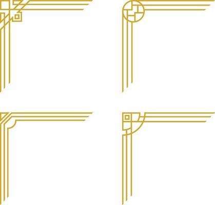 Luxury Corner Frame. Vector geometric golden template, art deco corners for borders and frames. Vector illustration.