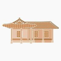 Editable Monochrome Traditional Hanok Korean House Building Vector Illustration for Artwork Element of Oriental History and Culture Related Design