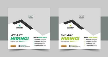 We are hiring job vacancy social media post or Social Media Square Banner design template, We are hiring job vacancy square web banner design layout vector