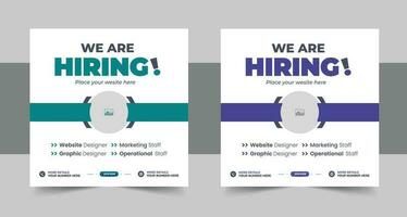 We are hiring job vacancy social media post or Social Media Square Banner design template, We are hiring job vacancy square web banner design layout vector