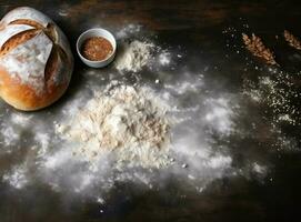 Fresh tasty bread background photo