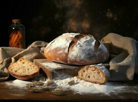 Fresh tasty bread background photo