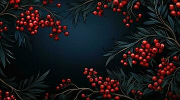 Christmas background with fir and berries photo