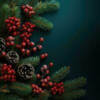 Christmas background with fir and berries photo